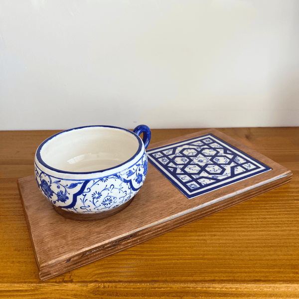Handmade Blue Turkish Tile Serving Set