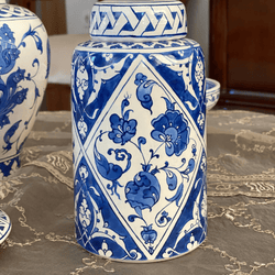 Handmade Turkish Tile Blue Cylinder Cube