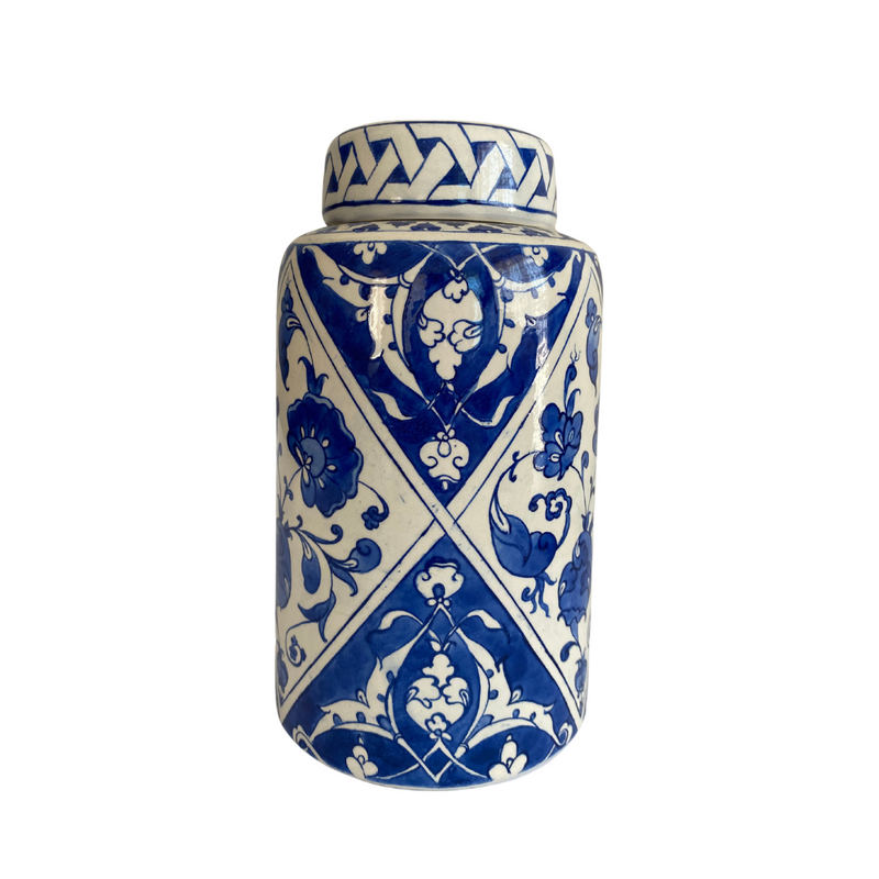Handmade Turkish Tile Blue Cylinder Cube