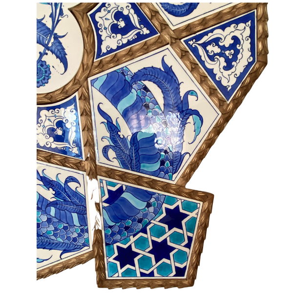 Handmade Blue Turkish Tile Wall Panel 120 cm