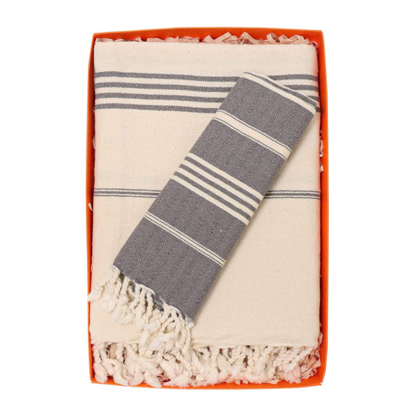 Bade Turkish Cotton Towel Gray Box