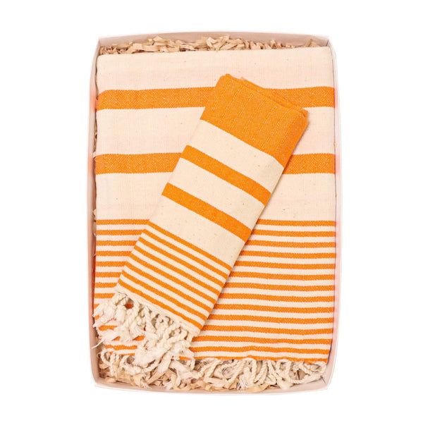 Dehna Turkish Cotton Towel Orange Box
