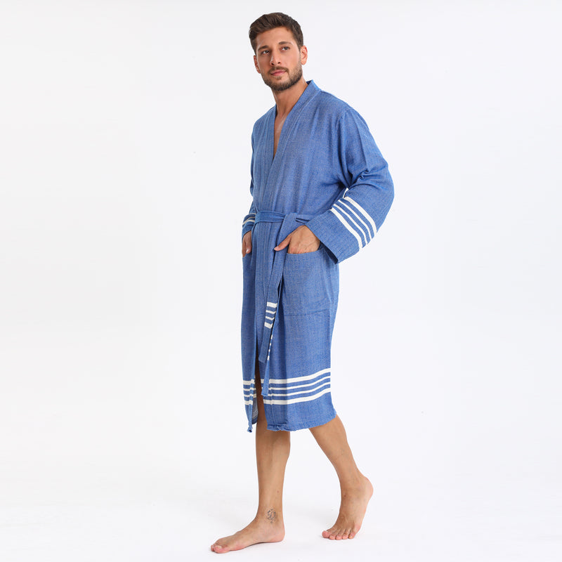 Azra Cotton Men's Bathrobe Royal Blue