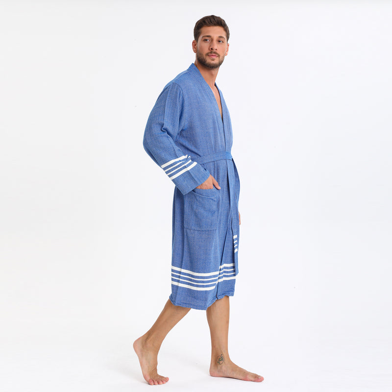 Azra Cotton Men's Bathrobe Royal Blue