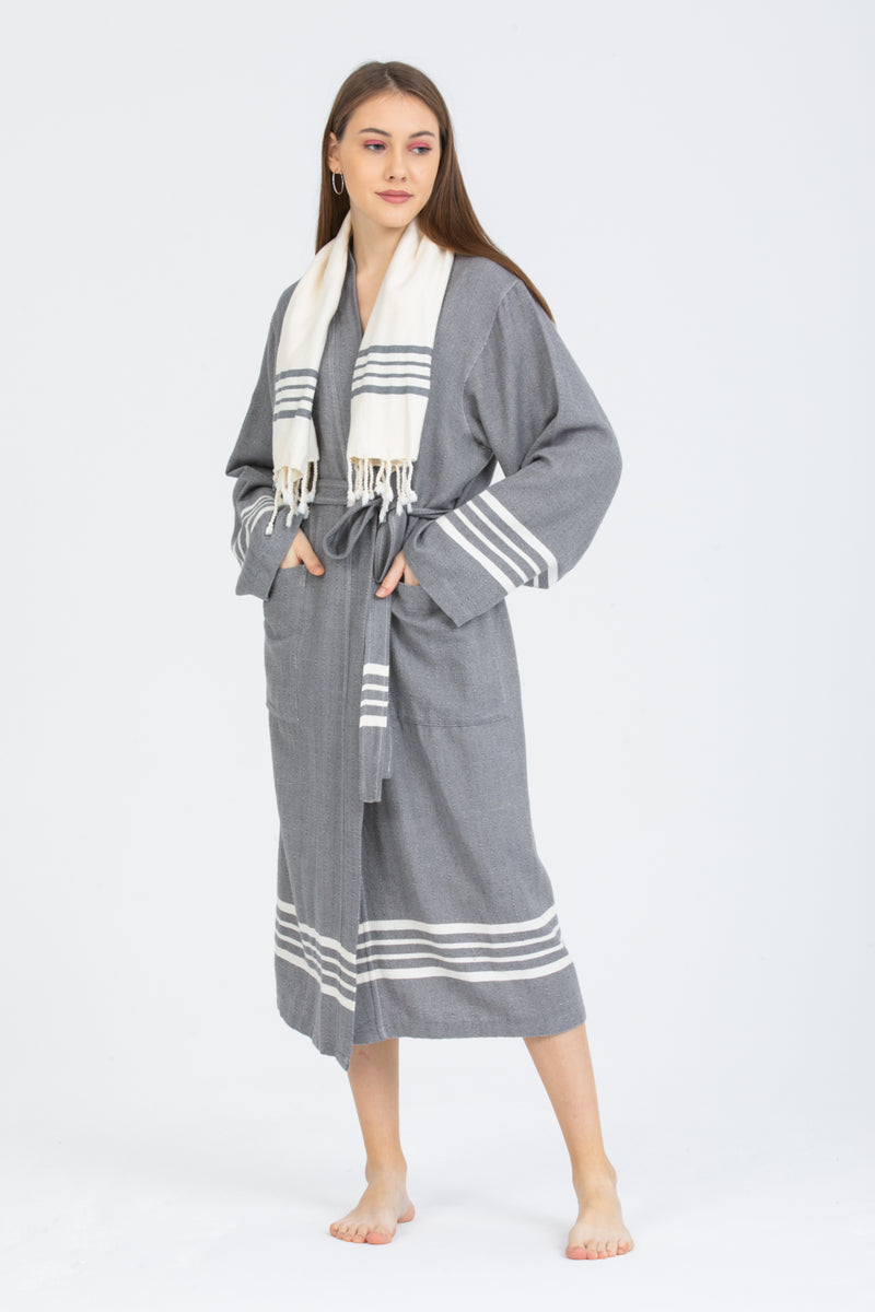 Azra D. Gray  Cotton Woman Bathrobe