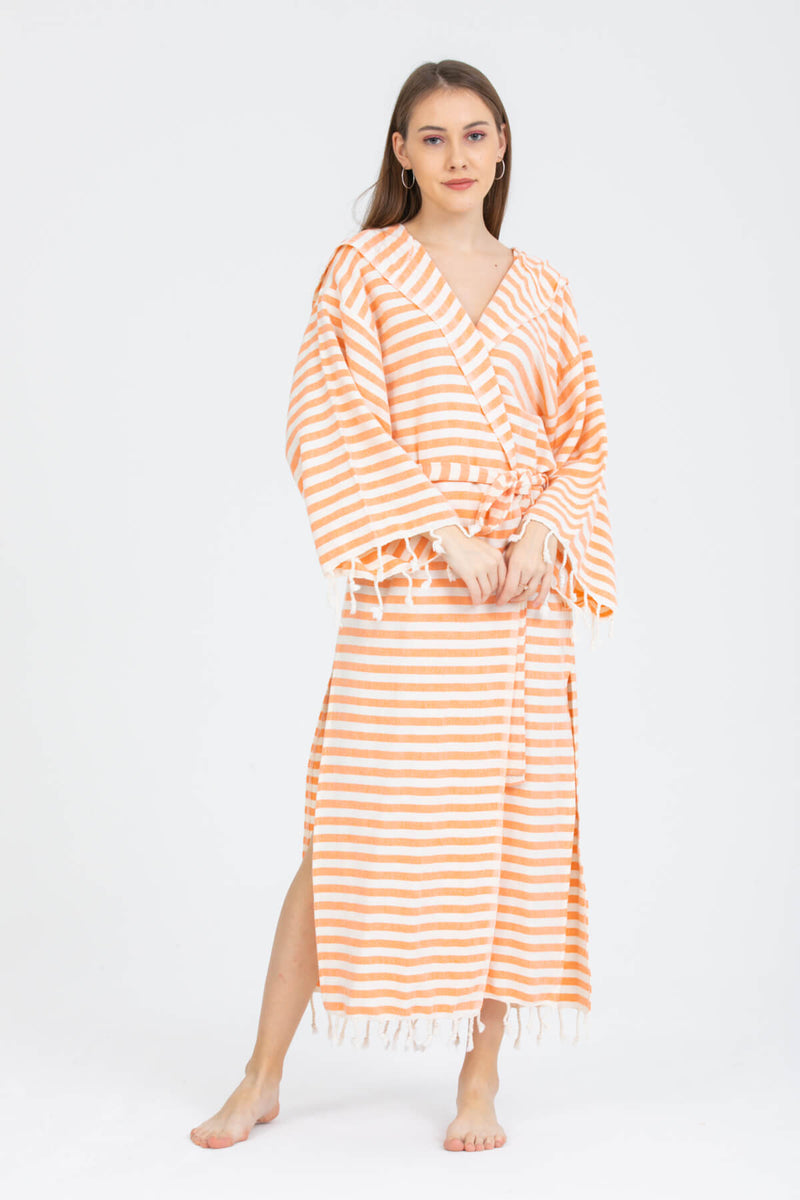 Melisa Woman Bathrobe With Hood Orange